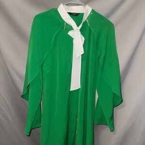 Green Dress with White Bow Accent
